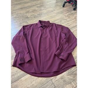 Michael Strahan Men's Purple Modern Fit Long Sleeves Button Down Shirt Size 2XL